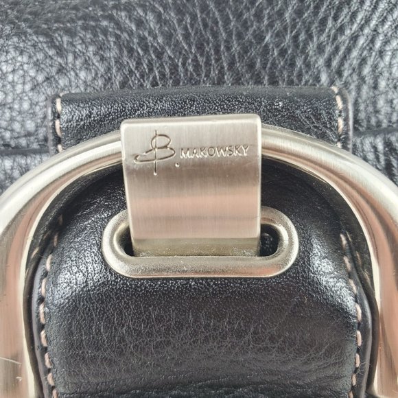 B Makowsky Soft Leather Tote: Black Crossbody Shoulder Bag - Picture 4 of 7